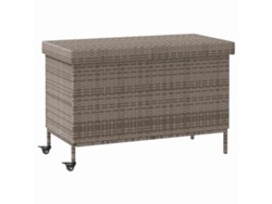 Caja de almacenaje con ruedas 110x55x73 cm Mimbre PE Gris MAISON EXCLUSIVE