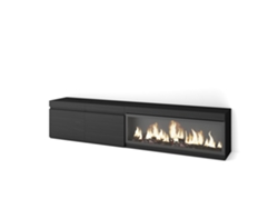 Mueble TV, Televisión, 210, Para TV hasta 80, Chimenea eléctrica XXL, Negro SKRAUT HOME