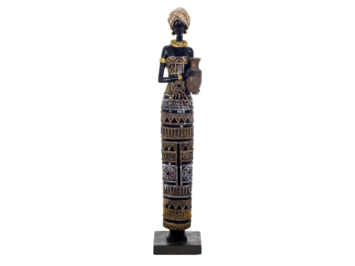 Figura de Africana Negro de Resina 56*10*12cm