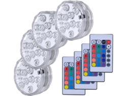 4 Luzes De Piscina Subaquáticas Led Com Controle Remoto (16 Cores)