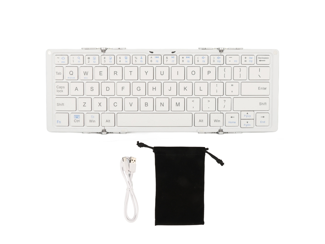 Mini teclado inalámbrico Bluetooth plegable para teléfonos y portátiles Blanco Hueso