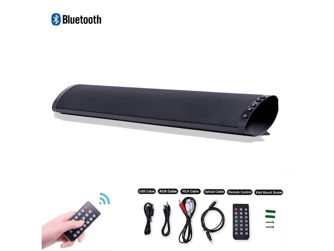 Barra De Sonido Para Tv Con Entradas Óptica, Rca, Aux, Usb Y Tarjeta Tf, Control Remoto Y Sonido Envolvente Estéreo Con Graves Potentes.