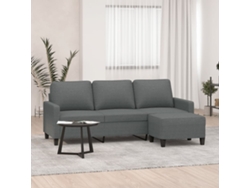 Sofá De 3 Plazas | Sofá De Salón | Sofá De Descanso Con Taburete De Tela Gris Oscuro 180 Cm