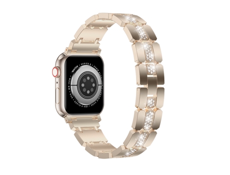 Correa de reloj de metal con diamantes para Apple Watch SE de 40 mm (Starlight)