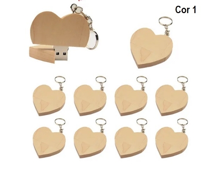 Pendrive 10 unidades. madera clara forma de corazón 32GB JASTER