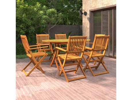 Conjunto 7 de comedor de jardín VIDAXL madera maciza de acacia