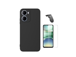 Kit Cristal Templado Cleargorilasglass Funda Protectora Trasera De Silicona Soporte Magnético L Gift4me Para Xiaomi Redmi 15a 5g - Negro