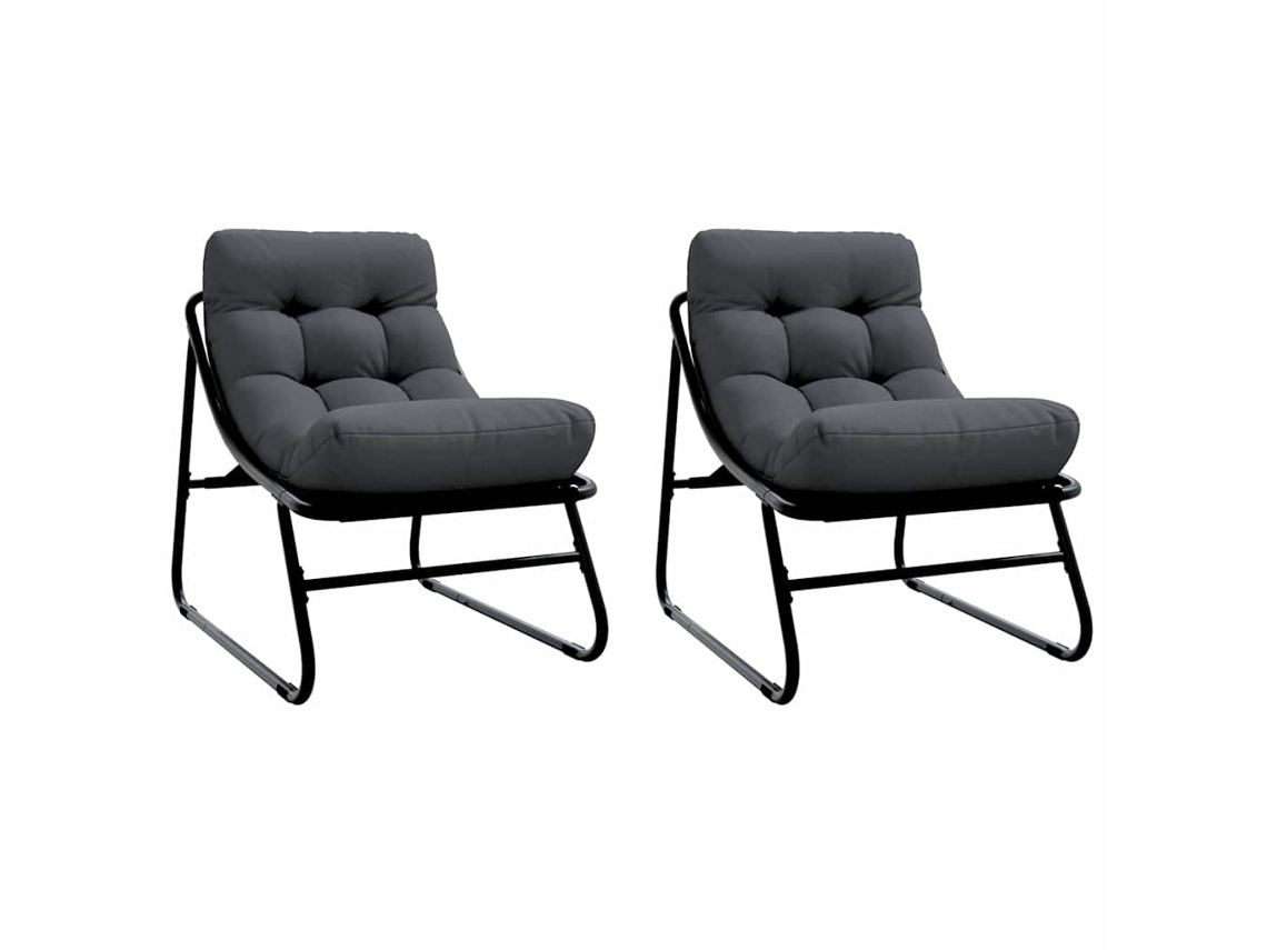 Maison Exclusive - Muebles de jardín con cojines, 2 piezas, negro, 60,5 x 81 x 71 cm