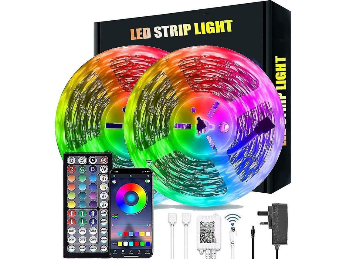2026-10370-luces Led De 20m Bluetooth Rgb Con Control Remoto 44 Teclas, Sincronización Musical, Cortables Y Temporizador Inteligente