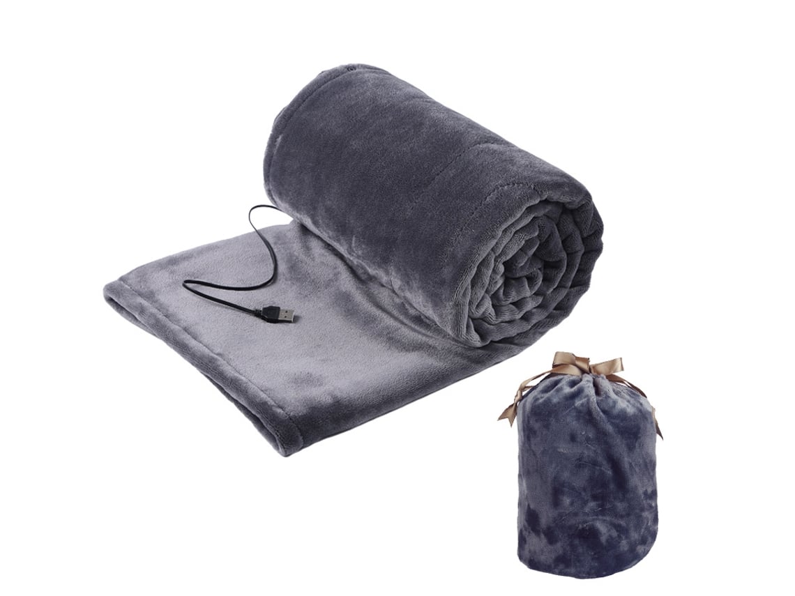 Manta térmica Digitallab USB, portátil, ultra cómoda y suave, 140 x 80 cm (gris)