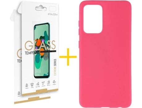 Kit Funda + 2 Protectores de Pantalla Samsung Galaxy A52 4G SKYHE Liso (Rosa)