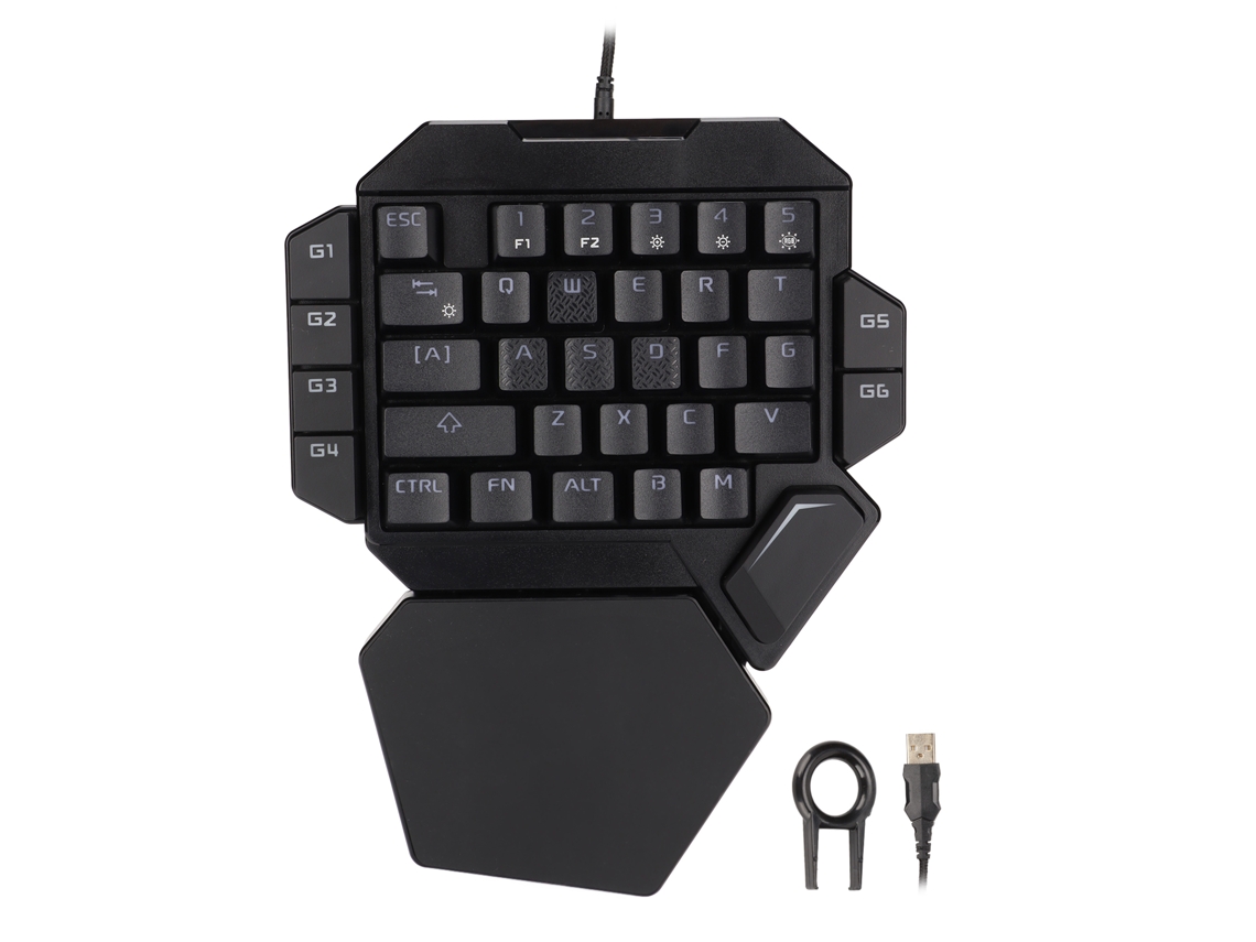 Teclado unimanual de 35 teclas, control preciso, 6 teclas programables, diseño ergonómico, tamaño mediano.