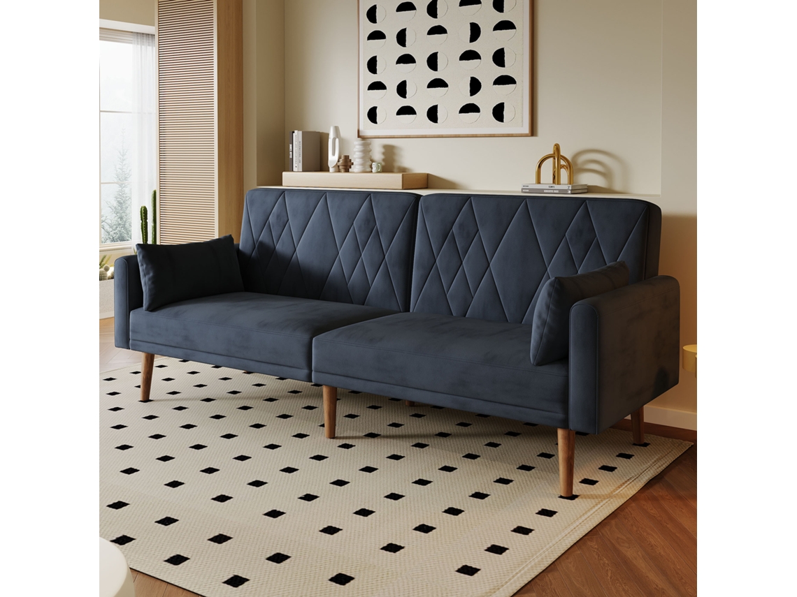 Sofá de dos plazas 180x75x82 cm Respaldo regulable Terciopelo gris oscuro Mobrio