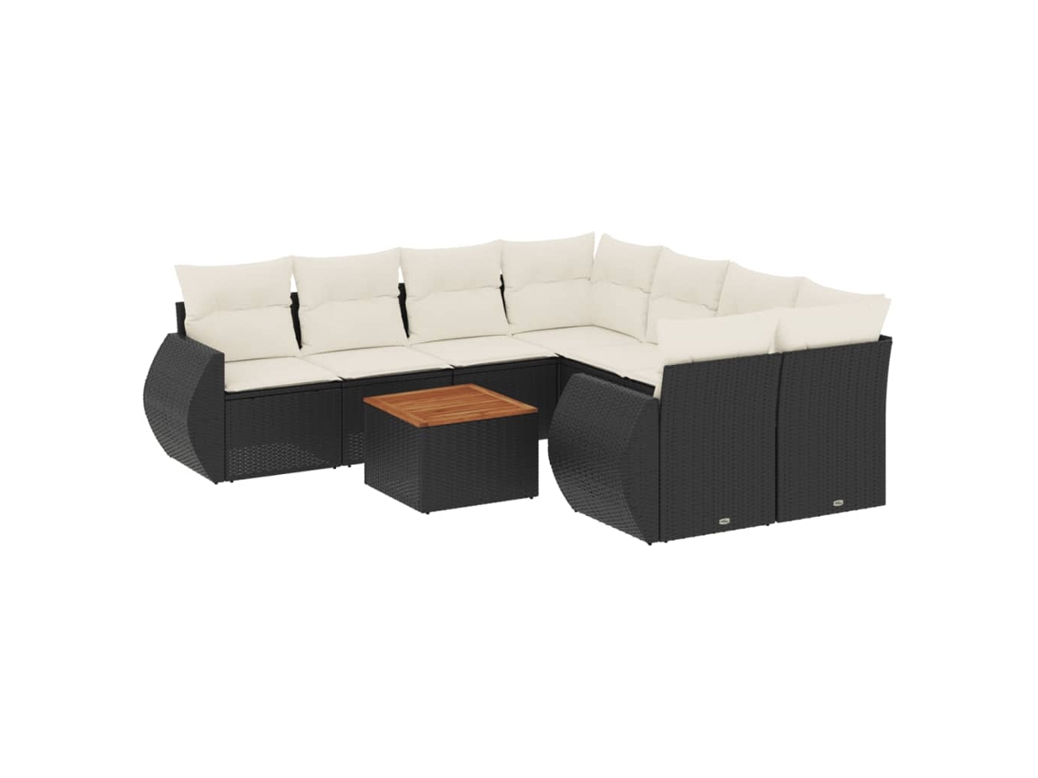 Maison Exclusive - Set De Sofás De Jardín 8 Piezas Y Cojines Ratán Sintético Negro