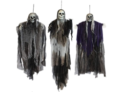 Conjunto De 3 Adornos De Halloween Con Esqueletos Colgantes Y La Parca Para Decoración Exterior De Halloween.
