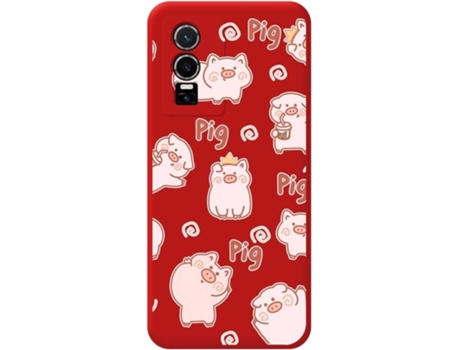 Carcasa para Vivo Y76 5G TUMUNDOSMARTPHONE Silicona Líquida Dibujos Rojo
