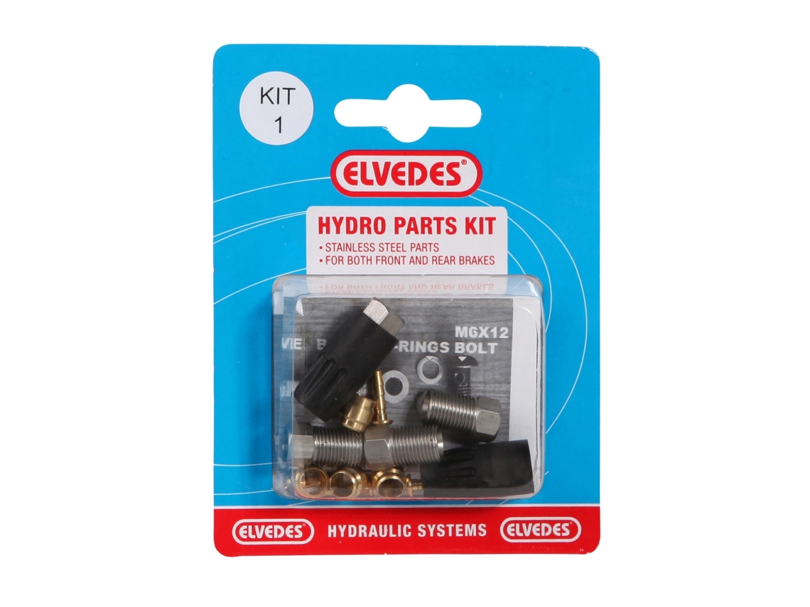 Kit adaptador hidráulico para frenos delanteros y traseros de acero inoxidable ELVEDES 1 : M8 + M8
