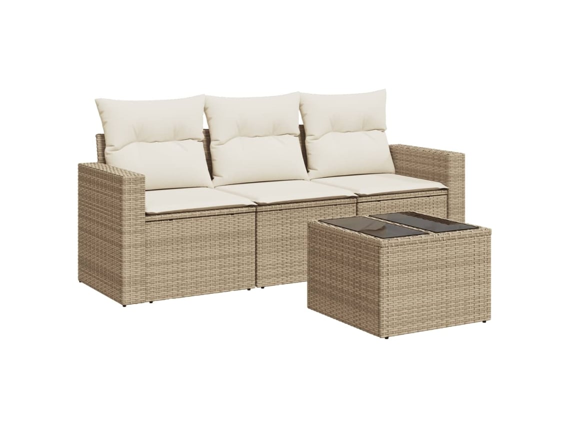 Maison Exclusive - Juego De Sofás Jardín Con Cojines 4 Pzas Ratán Sintético Beige