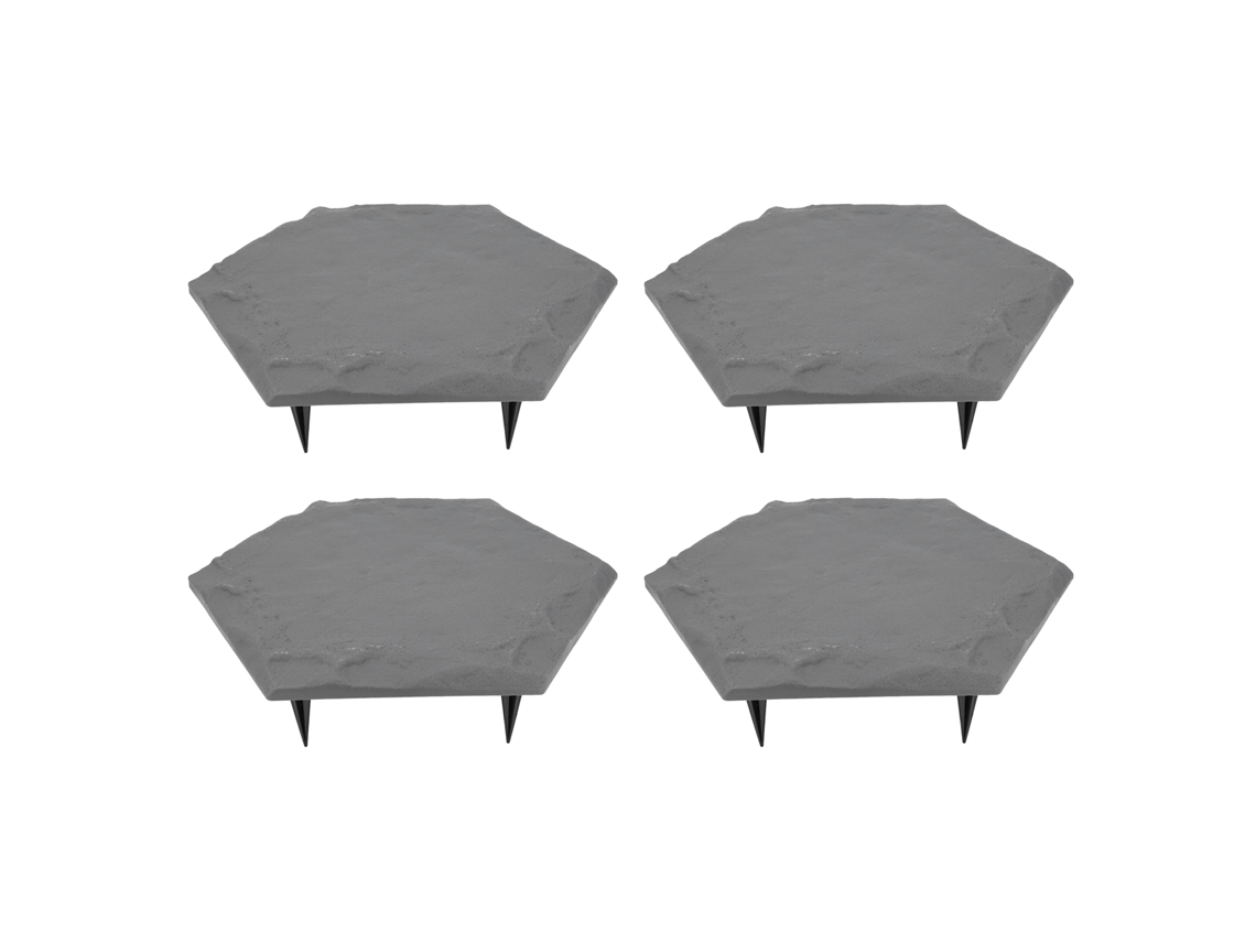Losas de jardín Laxiscreed, 4 unidades con estacas, color gris.