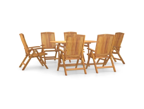 Conjunto 7 de comedor de jardín VIDAXL madera maciza de teca