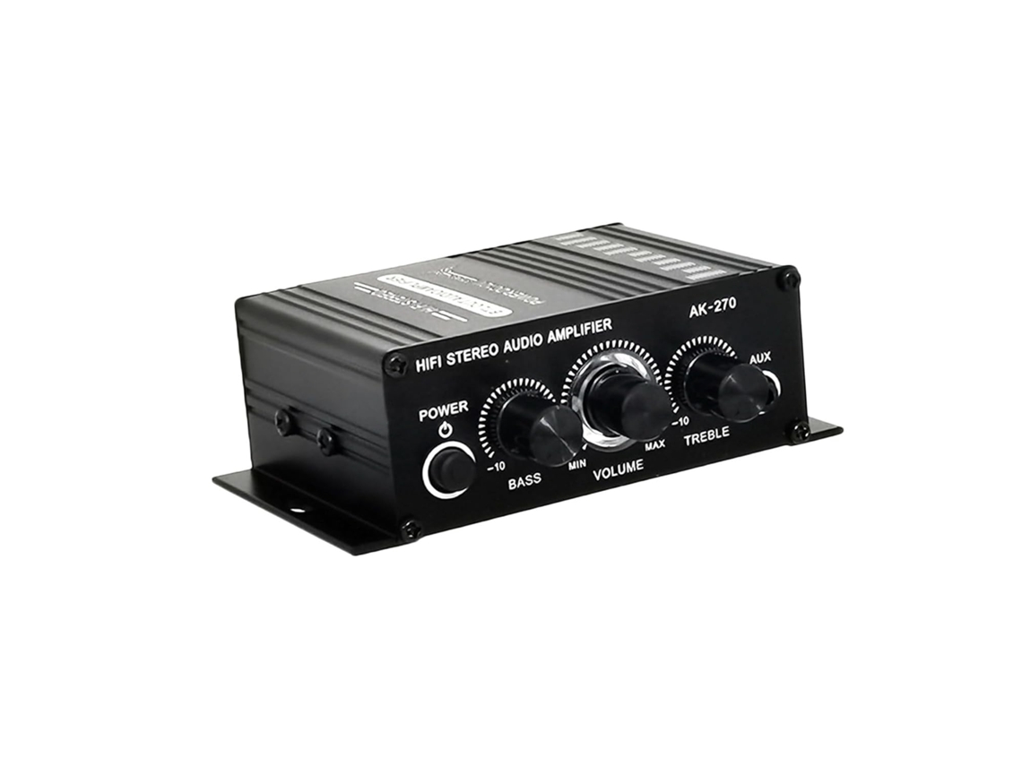Amplificador de audio estéreo digital con control de graves y agudos para altavoces pasivos. Miniamplificador potente con sonido.