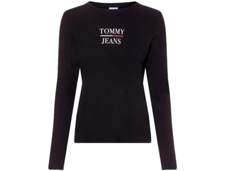 Camiseta de Mujer TOMMY JEANS Larga Negro (M)