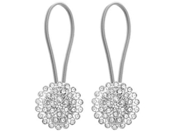 Sujetador De Cortina Con Flor De Cristal Brillante, Elástico, Cierre Magnético, Acero Inoxidable, 1 Par