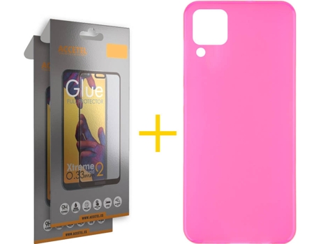 Kit Funda + Protector de Pantalla Huawei P40 Lite ACCETEL Cristal Templado 7240 Rosa