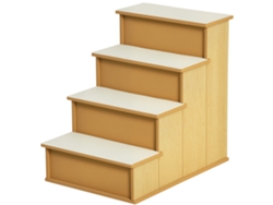 Escalera para mascotas de 4 peldaños para perros y gatos con alfombrillas antideslizantes extraíbles, 40 x 59 x 54,2 cm, madera y color crema.