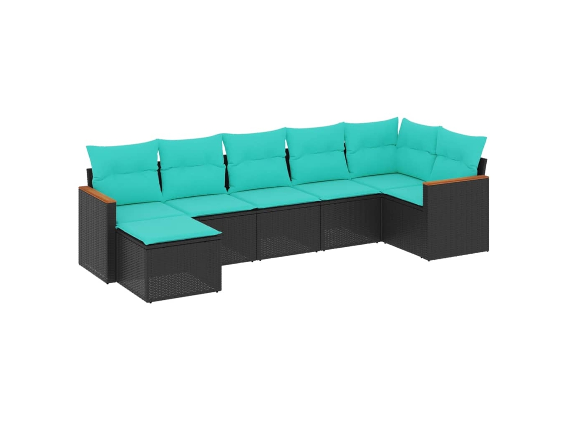 Maison Exclusive - Conjunto De Sofá De Jardín De 7 Piezas Con Cojines, De Poliratán Negro