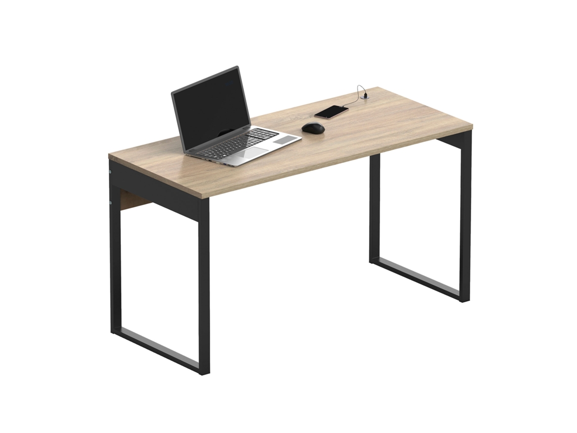 Escritorio Mesa De Ordenador Oficina Estudio, Patas Estructura Metálica Industrial 76x135x60cm Briebe Smuk Madera