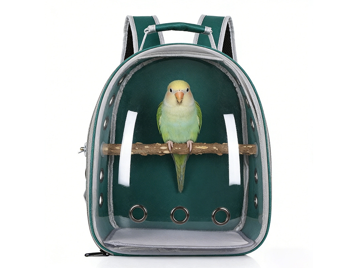 Transportín para loros Digitallab, totalmente ventilado, diseñado para viajar (verde)