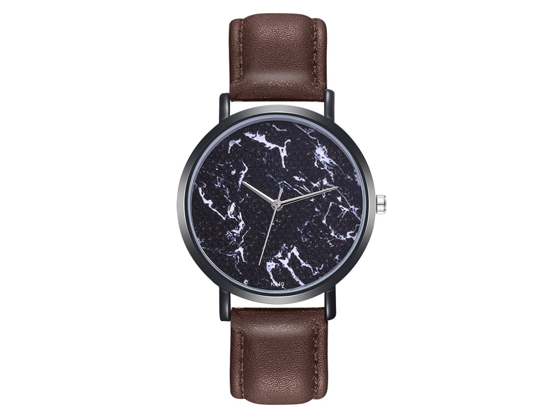 Reloj De Cuarzo Unisex De Moda Clásico Con Correa De Cuero Pu Dial Redondo Casual Café