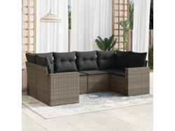 Conjunto de 6 sofás de jardín con cojines en mimbre gris DKD Home Decor