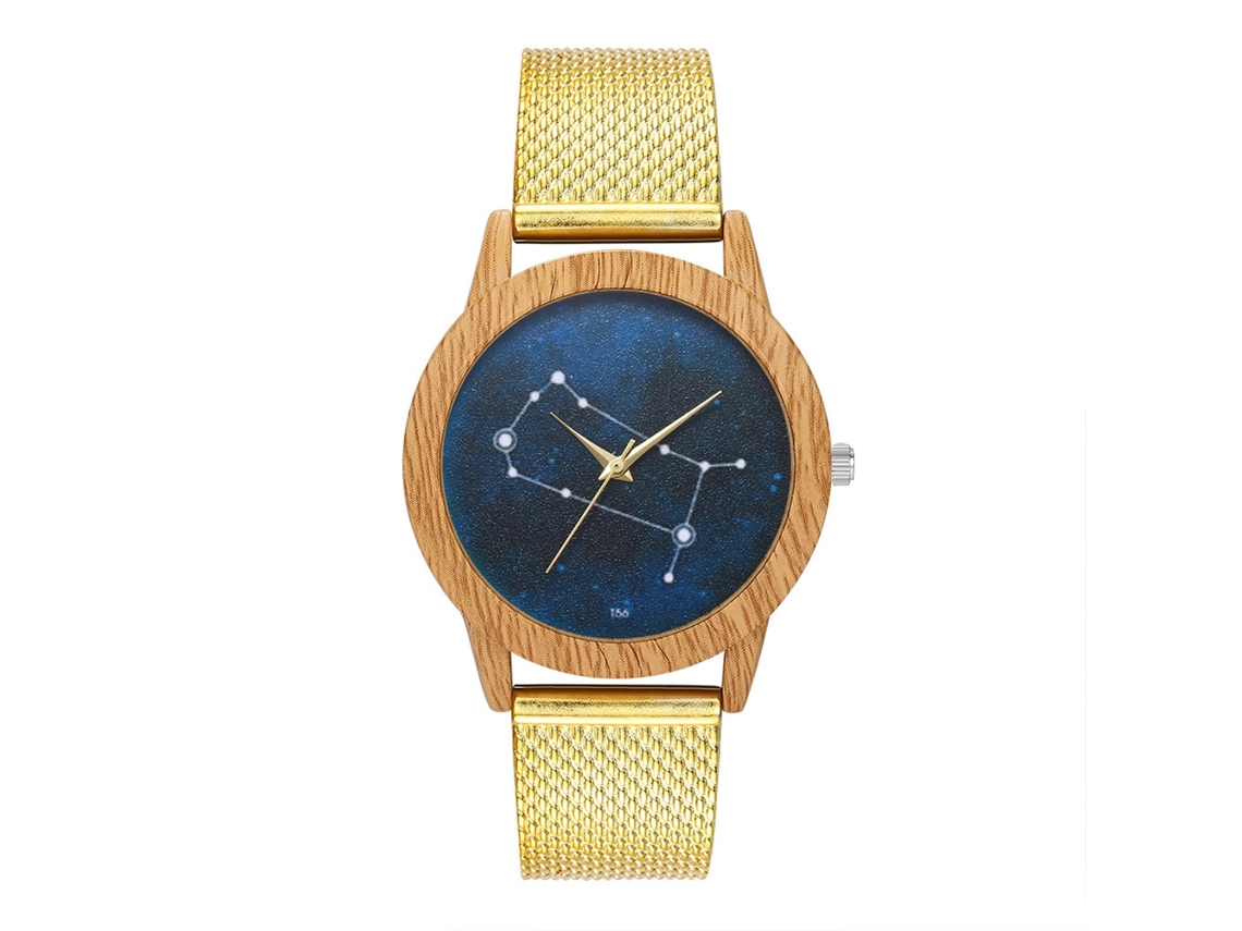 Reloj De Pulsera Unisex De Cuarzo Con Correa De Malla Redonda Zhoulianfa (oro)