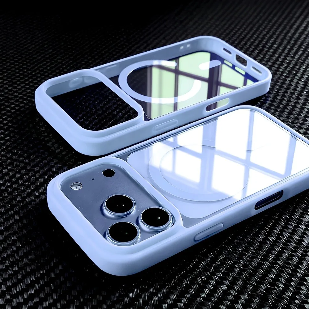 (iphone 15 Azul Claro) Funda Magnética Transparente Para Iphone, Funda Elegante Para Teléfono