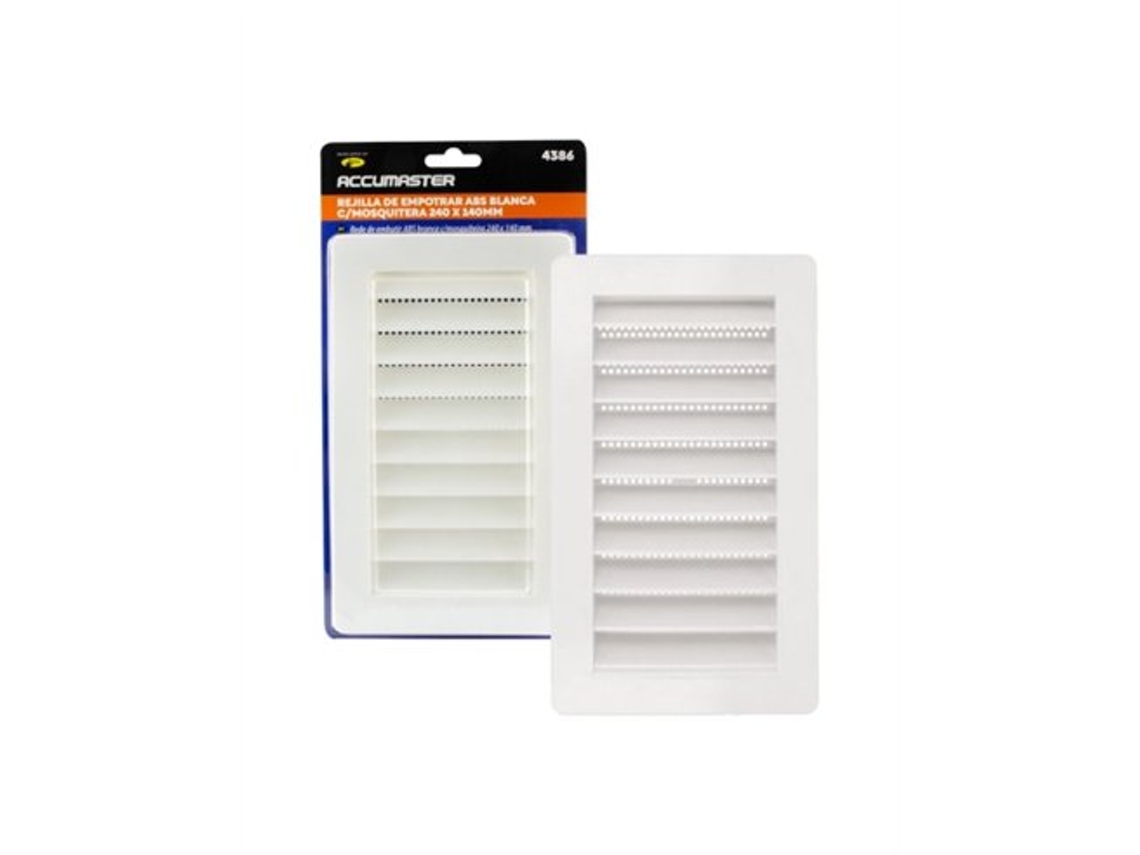 Rejilla integrada en ABS blanco con mosquitera, 240 x 140 mm, fácil instalación, duradera - Marca