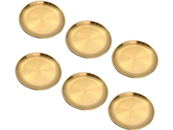 Juego De Vajilla De Camping Inoomp De 6 Piezas, Platos Redondos De Acero Inoxidable Dorado, 14 Cm, Planos, Apilables,