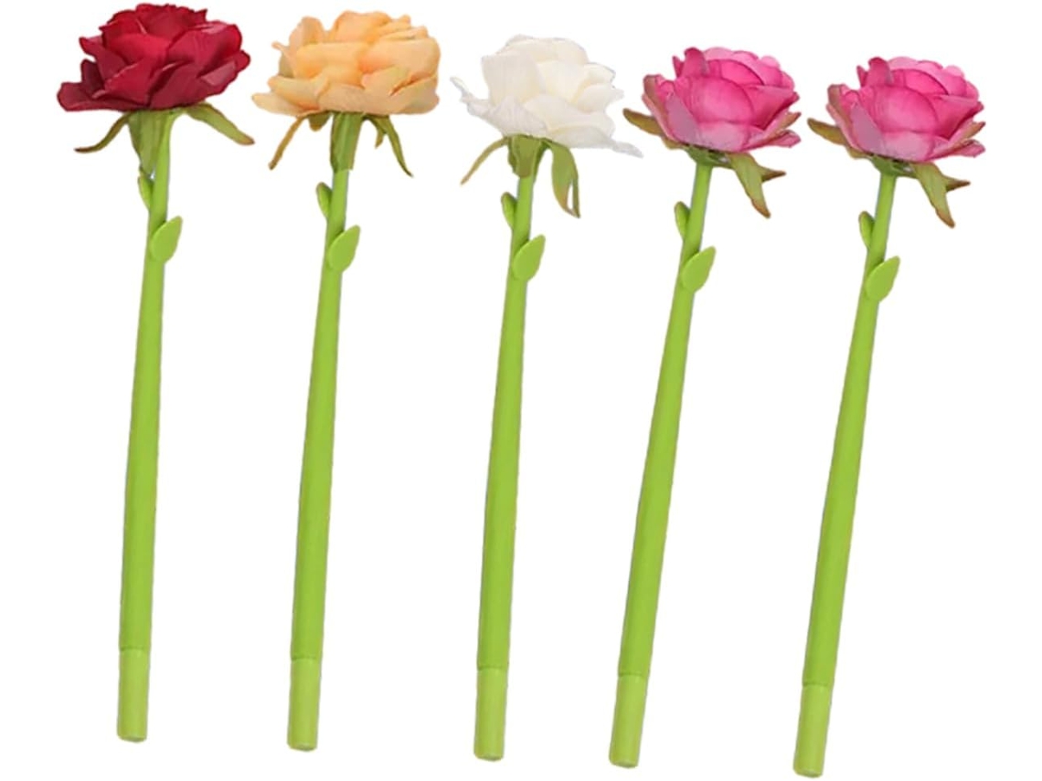 Juego de 3 bolígrafos de silicona con un estético diseño floral, para escribir y para uso doméstico.