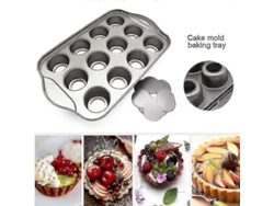 12 mini moldes para pasteles antiadherentes, copos de tarta de queso, muffins, cupcakes, hornear, Chaberlu