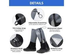 Polainas De Talle Alto, Impermeables, Resistentes A Desgarros Y Ajustables Para Senderismo, Acampada, Escalada Y Ciclismo Ligeras Y Portátiles - 1 Par