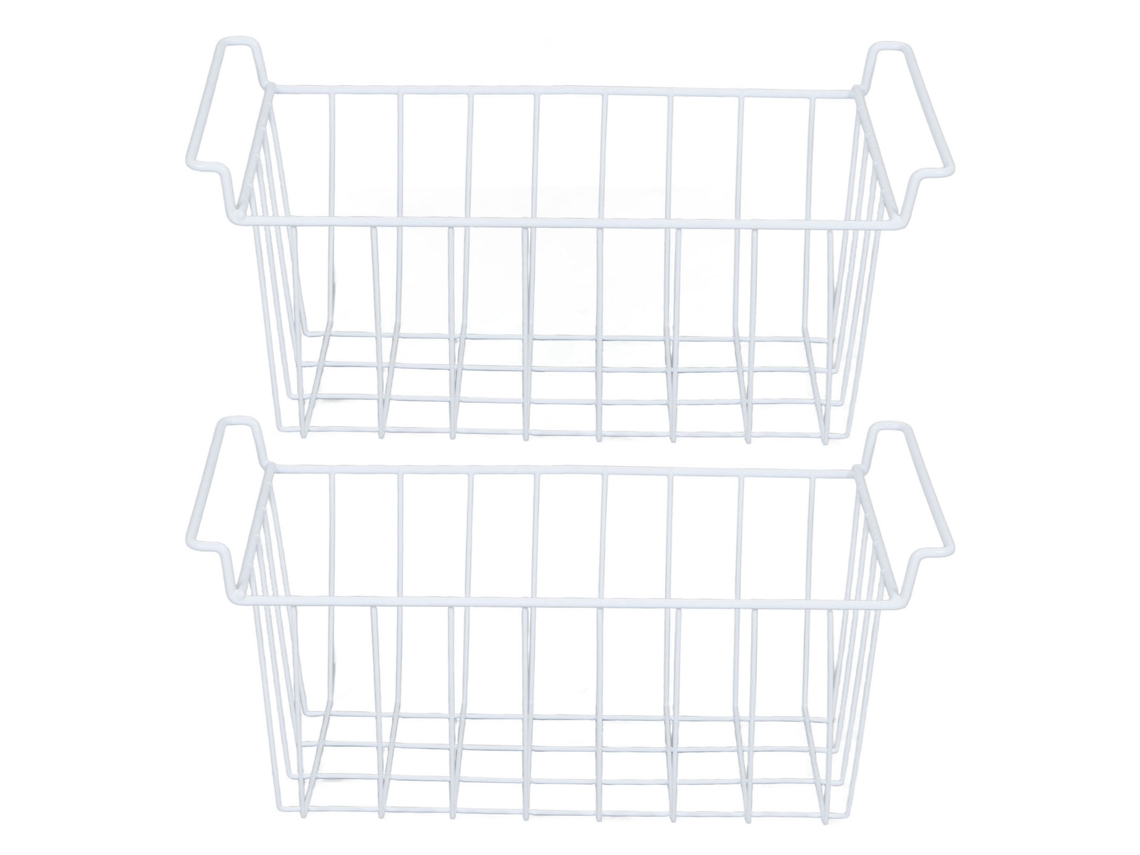 Cesta Para Congelador Con Alambre De Acero Y Revestimiento De Pe Para Organizar Los Alimentos En El Refrigerador - Blanca
