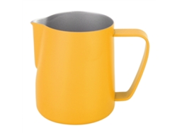 Jarra espumadora de leche de acero inoxidable amarilla de 350 ml para café con leche