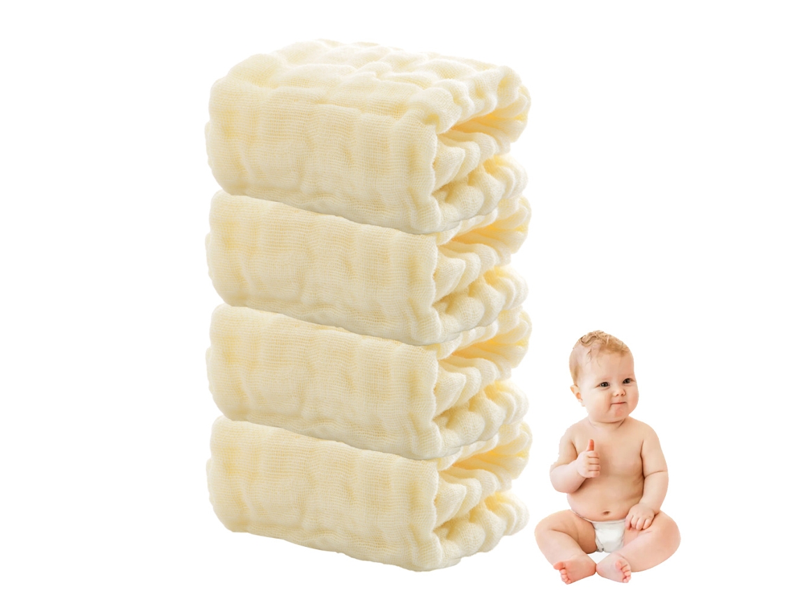Conjunto de Toalla RNEMITERY Lavado Suaves Absorbentes Algodón Amarillo - 4pcs (30x30cm)