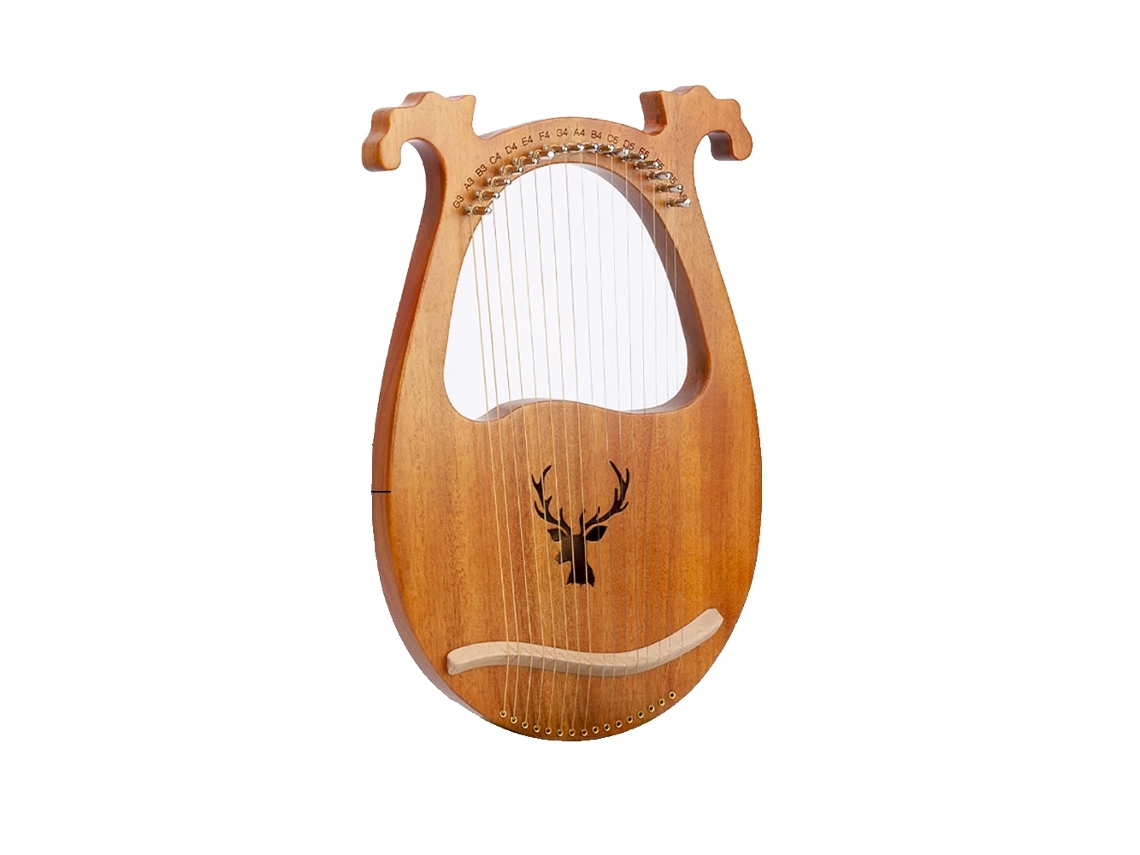 Arpa de lira, 16 cuerdas, construcción de caoba maciza, color de madera 1 OEM
