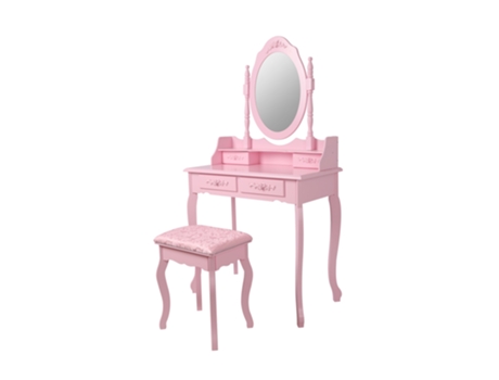 Taburete Espejo Maquillaje Comoda ML-DESIGN Rosa (75x140x40)
