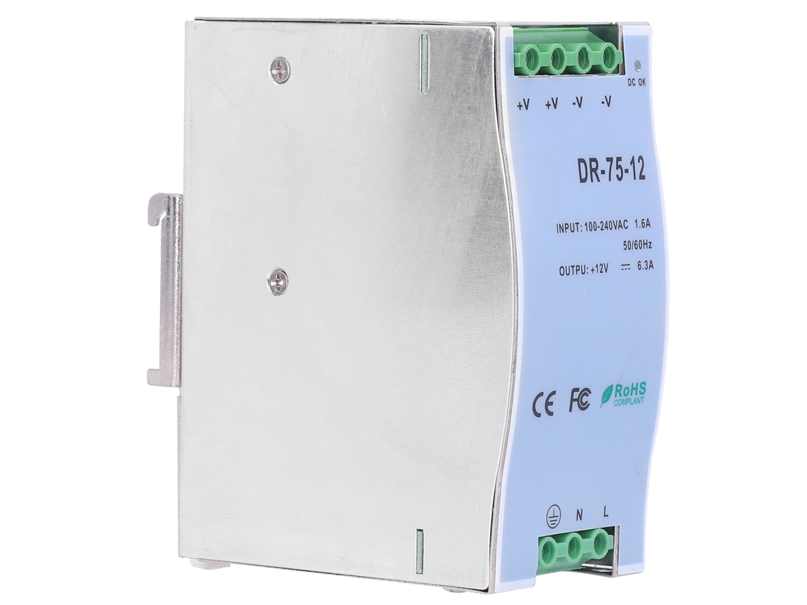Fuente De Alimentación Din Rail Regulable Switching Dr-75-12 Suministros Industriales Led