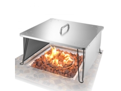 Tapa y cubierta de acero inoxidable para fogata exterior 645x645x370mm Protección contra calor y chispas Tekmaquinas