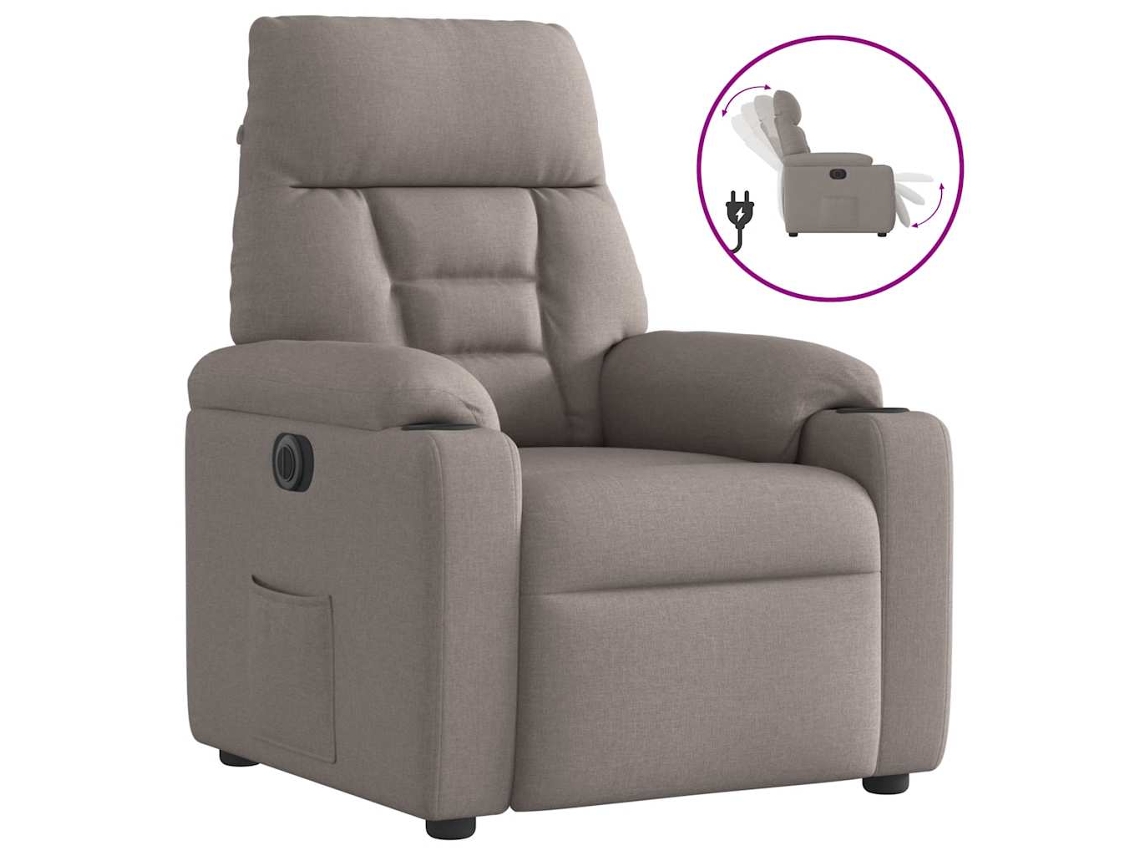 Sillón Reclinable Eléctrico VIDAXL Gris Topo Tela
