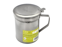 Grasera Acero Inoxidable Para Pescado Aceitera Aceite Usado 1.0 L. Con Colador y Tapa. Recipiente Reciclaje Aceite Usado Pescado ORYX